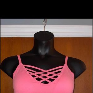 Zenana Pink Criss cross Bralette